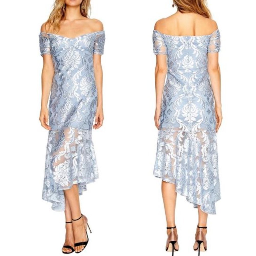 MAlice McCall Fleur De Lys Gown Asymmetric Hem Midi Floral Dress NWT US 6 Velvet